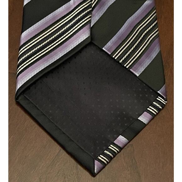 Gianfranco Black Purple 100% Polyester Men’s Neck Tie Made In China - Picture 2 of 9
